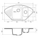 QUARZ 14 GRANFEST Мойка кварцевая угловая чаша + 1/2 чаша + крыло 930х500мм терракот